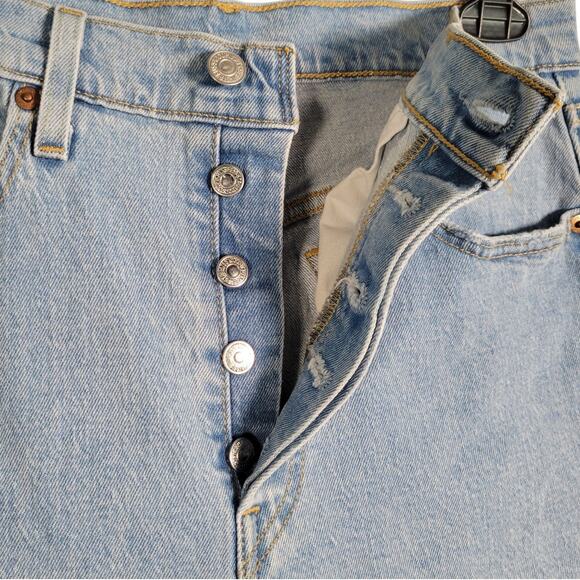 Levi’s 501 Skinny Jeans 30x26 High Rise Button Fly Raw Hem Light Wash Denim - Picture 6 of 11